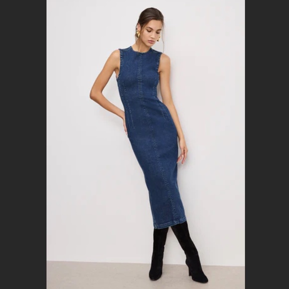 Good American | Dresses | Good American Denim Midi Dress | Poshmark